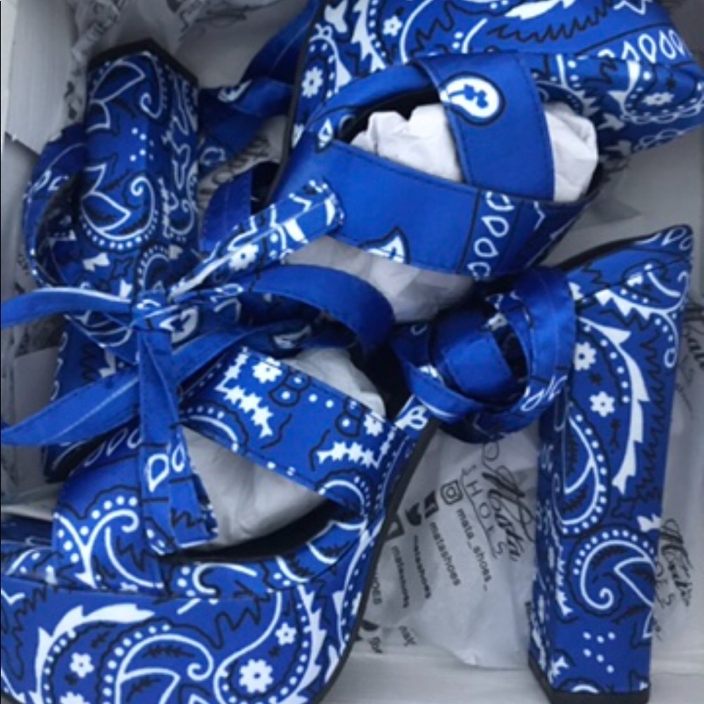 Blue Bandana Heels